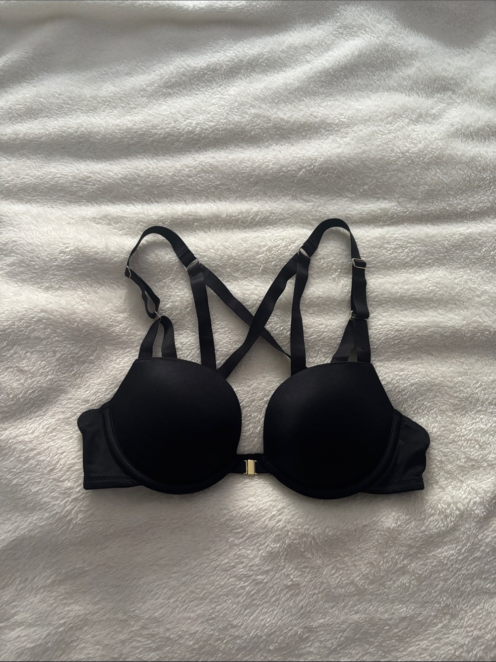 La SENZA Black Strappy Front-Closure Push-Up Bra